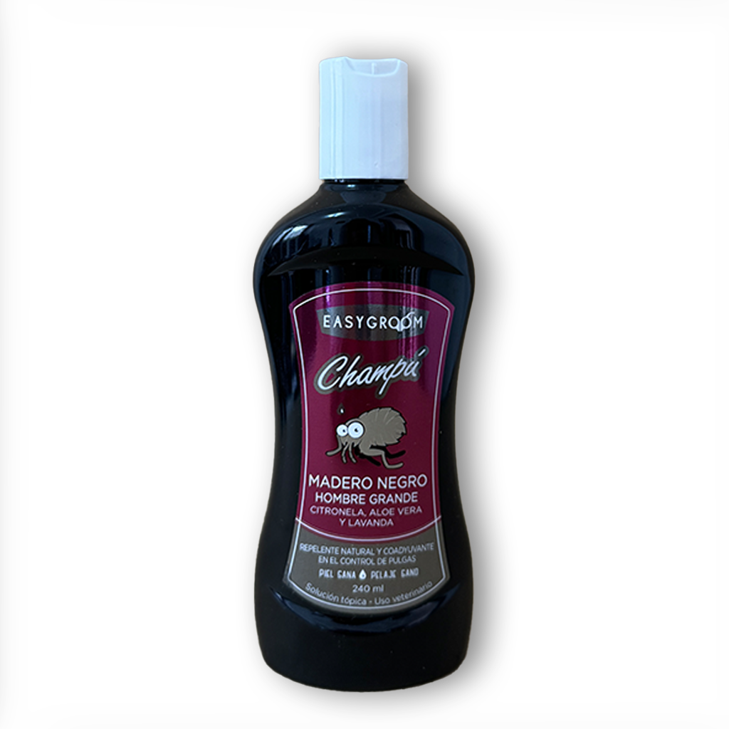 Shampoo de madero negro antipulgas